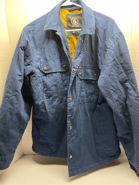 Volcom Men's Blue Field Jacket with Mustard Interior